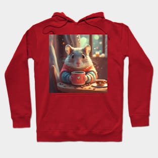 Cozy hamster having coffee in sweater Hoodie